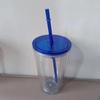 Customizable 16OZ Double-Layer Plastic Straw Cup with Lid and Logo