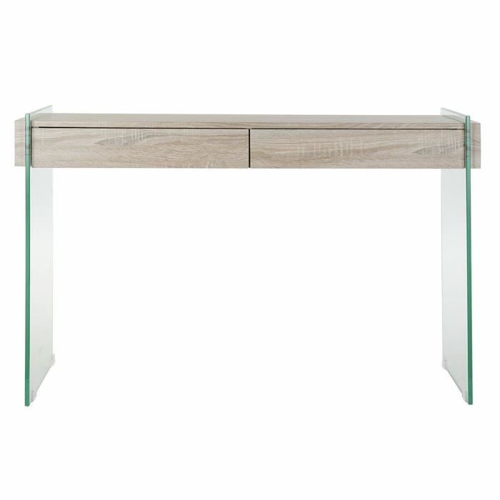 Table d'appoint verre naturel bois transparent 120 x 40 x 76 cm bois mdf