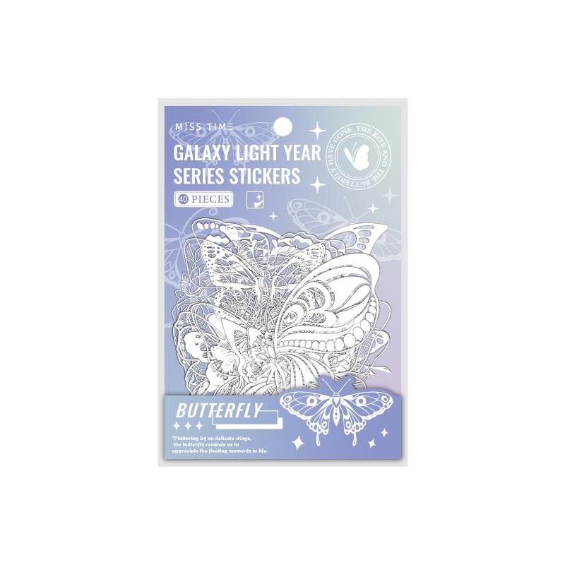 40pcs PET Holographic Transparent Sticker Pack, Shiny Journal Decor Material, DIY Waterproof Decals