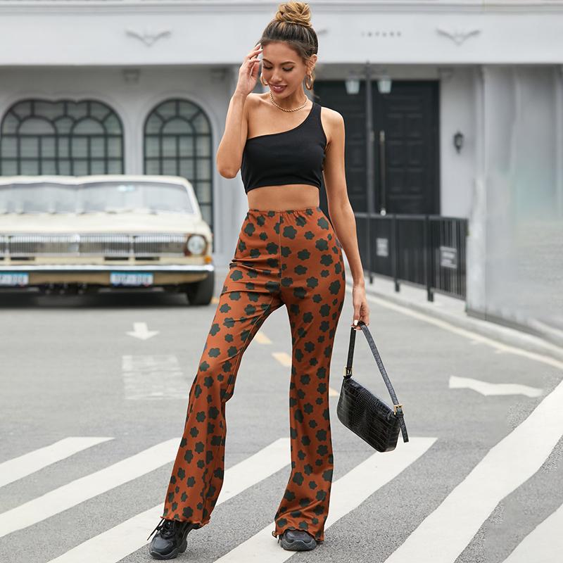 Buy Women Floral Print High Waist Flare 