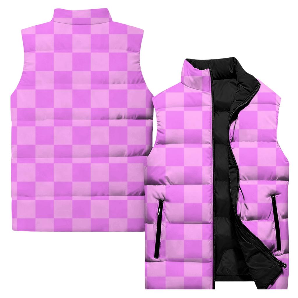 Ladies' Casual And Fashionable Sleeveless Vest Square Pattern Printing Cotton Jacket