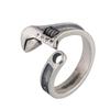 Heavy Duty Spanner Finger Ring Silver Plated Biker Jewelry Wrench-Shaped Open Ring  Boys Girls