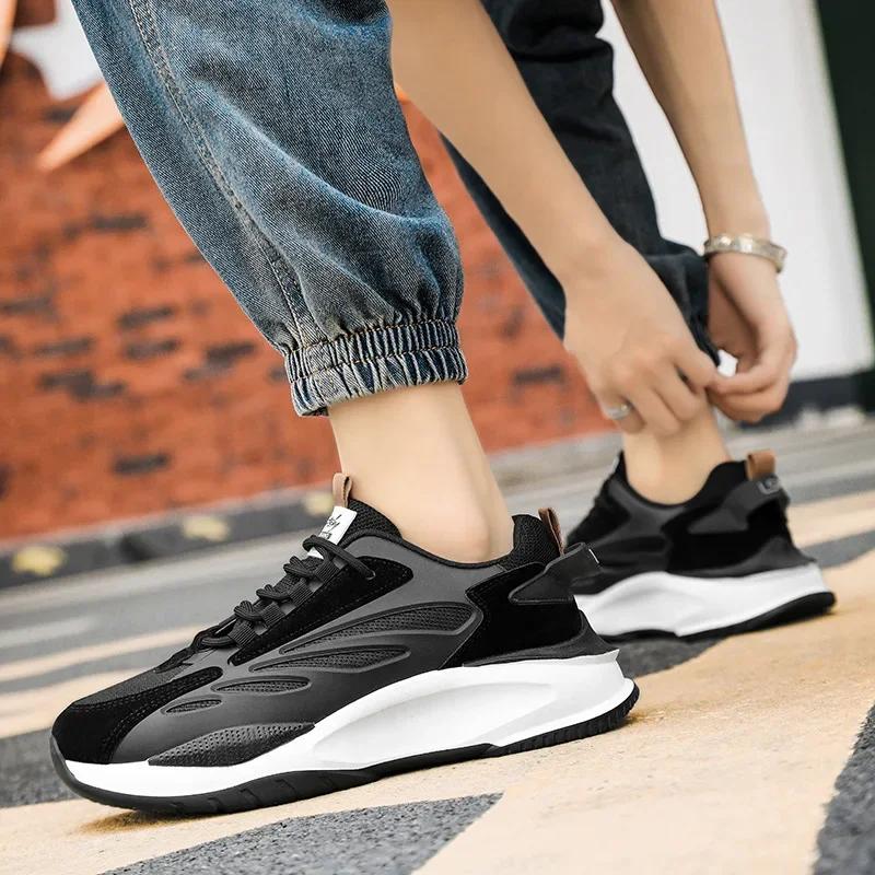 Men's Vulcanized Shoes Breathable Mesh Tennis Sports Running Shoes Comfortable Thick-soled Shoes Autumn New Casual Sports Shoe