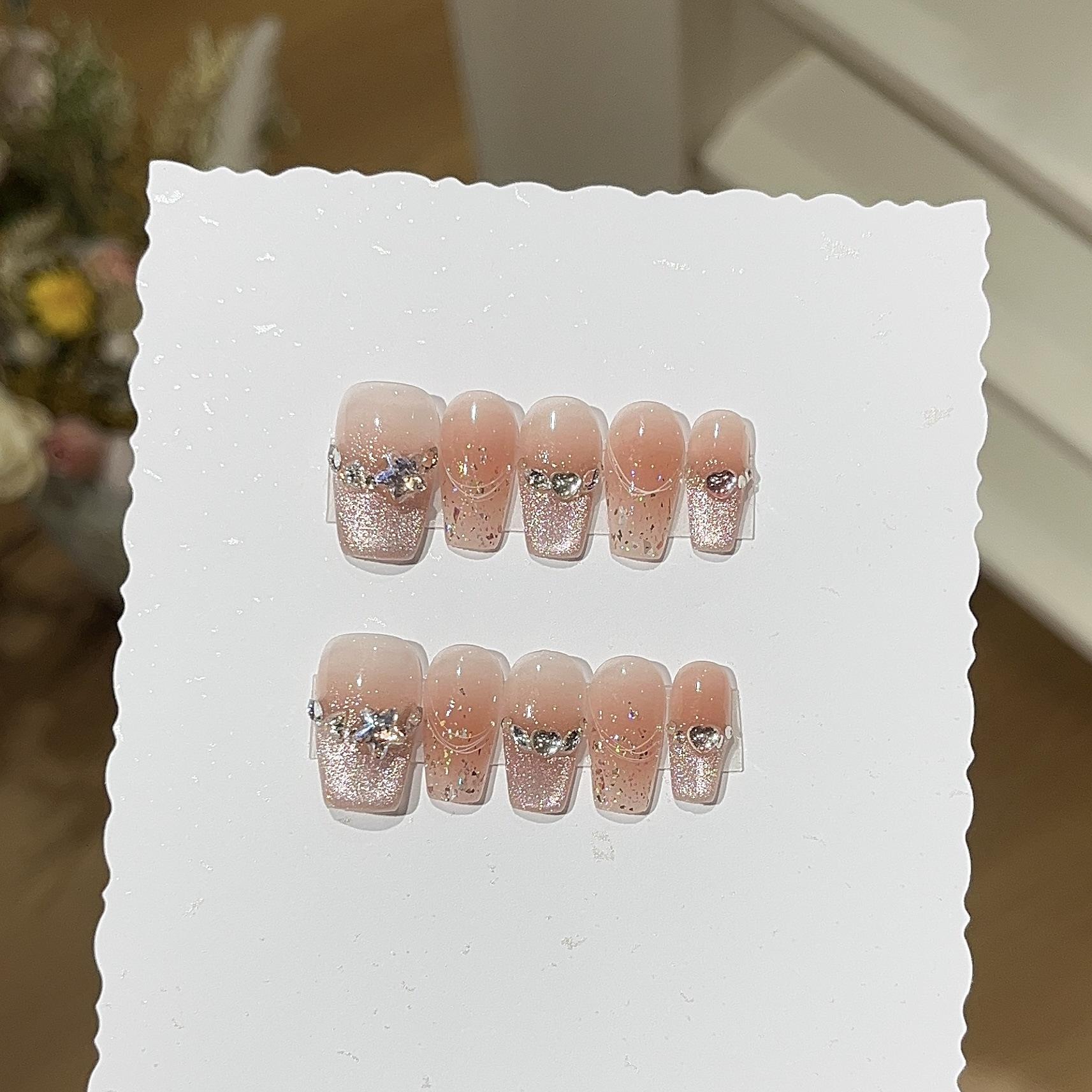 

Весенний беззаботный персиково-розовый кошачий глаз, сломанный бриллиант, сверкающий золотой фольгой, блестки, доспехи L