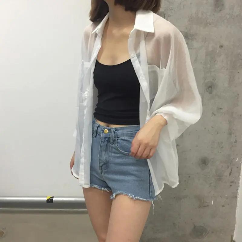 Women's Thin Loose Female Chiffon Sun Protection Clothing Cardigan Shawl Women's Shirt