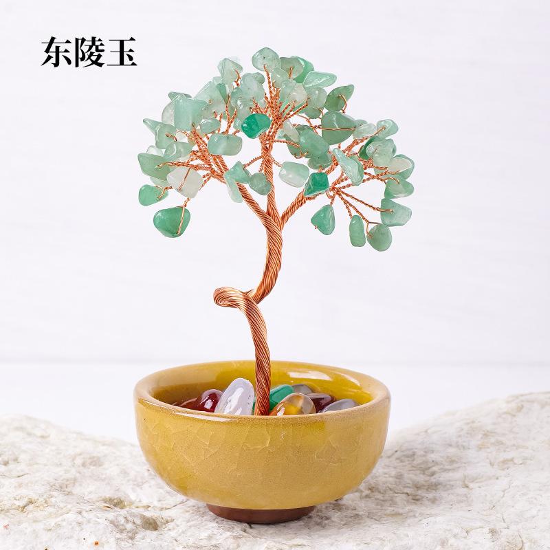 Decorative Gemstone Tree with Wire Branches and Stone Base Indoor Tabletop Ornament for Home Office Desk Decoration