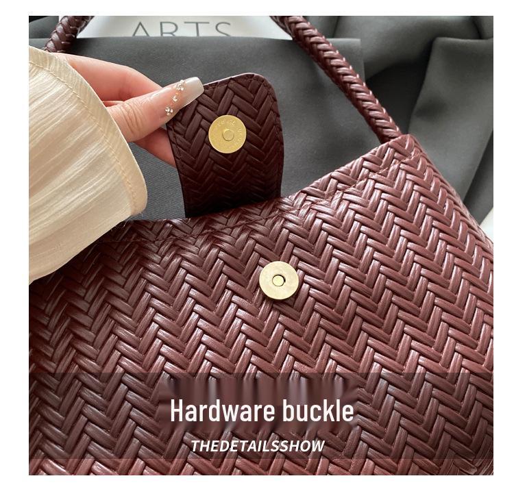 Elegant 2025 Women's French Woven Underarm & Shoulder Bag - Light Luxury Baguette Style