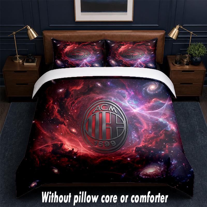AC Milan Design Bed Bedding Set 1 Duvet Cover + 2 Pillowcases Soft Breathable Household Bed Linens