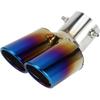 Slant Dual Exhaust Tip, 2.4" Inlet 4.9" Outlet 6.7" Length Tailpipe Universal for Car Bolt On Stainless Steel Burnt Blue