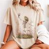 Botanical Dancing Skeleton Shirt, Floral Bouquet Graphic Tee, Wildflower Nature Art, Whimsical Gothic Halloween Apparel