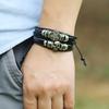 European and American New Accessories Punk Skull Hip-hop Trend Adjustable Rock Beads Men's Leather Bracelet