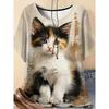Cute Fun Animal 3D Printed Short Sleeved T-shirt Fashionable Comfortable Soft Breathable Large Loose Summer Womens T-shirt