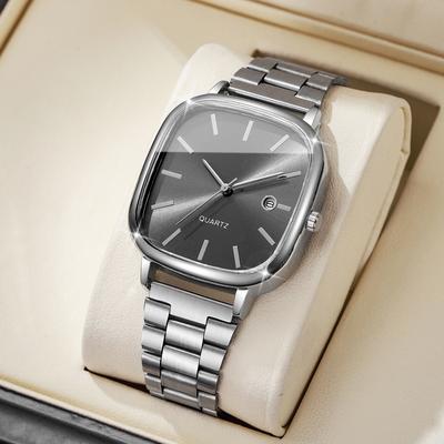 Mode Quadratische Herren Business Uhren Analog Kalender Quarzuhr für Herren Uhr Reloj Hombre