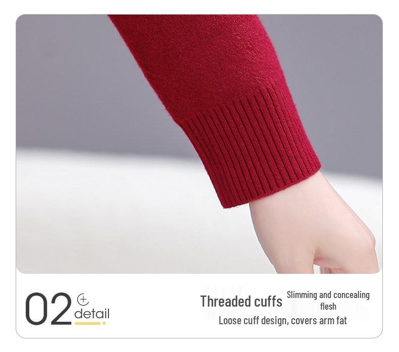 Women's Winter Half-High Collar Thick Knit Sweater for Mid-Aged and Elderly 5 New Styles