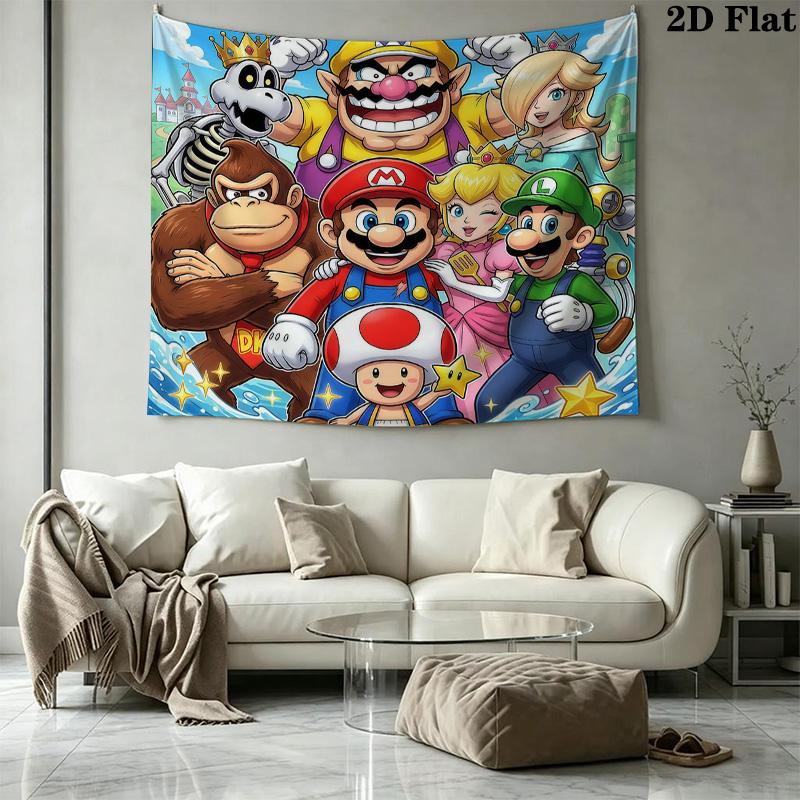Super Mario Wall Tapestry Aesthetic Wall Hanging Printed Fabric Blanket Decorative Tapestries For Bedroom Living Room Home Decor