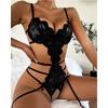 One Piece Blue Bra Set Women Open Crotch Sexy Lingerie Sets Lace Patchwork Woman Underwear Garters Porn Suit Hot Erotic Costumes