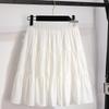 2025 Women's White A-line High Waist Pleated Summer Skirt