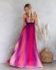 2020 Spring/Summer Women's Sexy Deep V Rainbow Mesh Suspender Dress