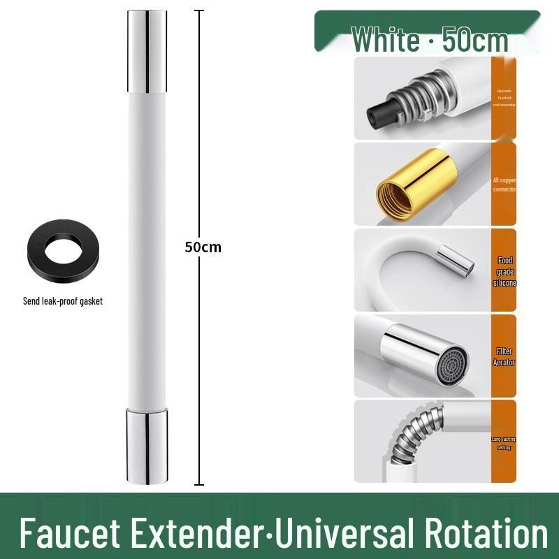 Univerzální měděná prodlužovací trubka k baterii s otočnou měkkou hadicí proti stříkání