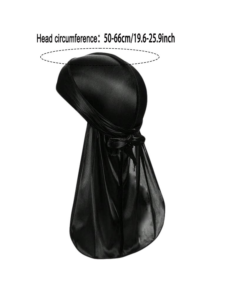 Unisex Silky Long Tail Durag Pirate Hat Turban Fashion Headwraps Cap Bandana Women Men Headwear Caps Hijab Hair Accessories