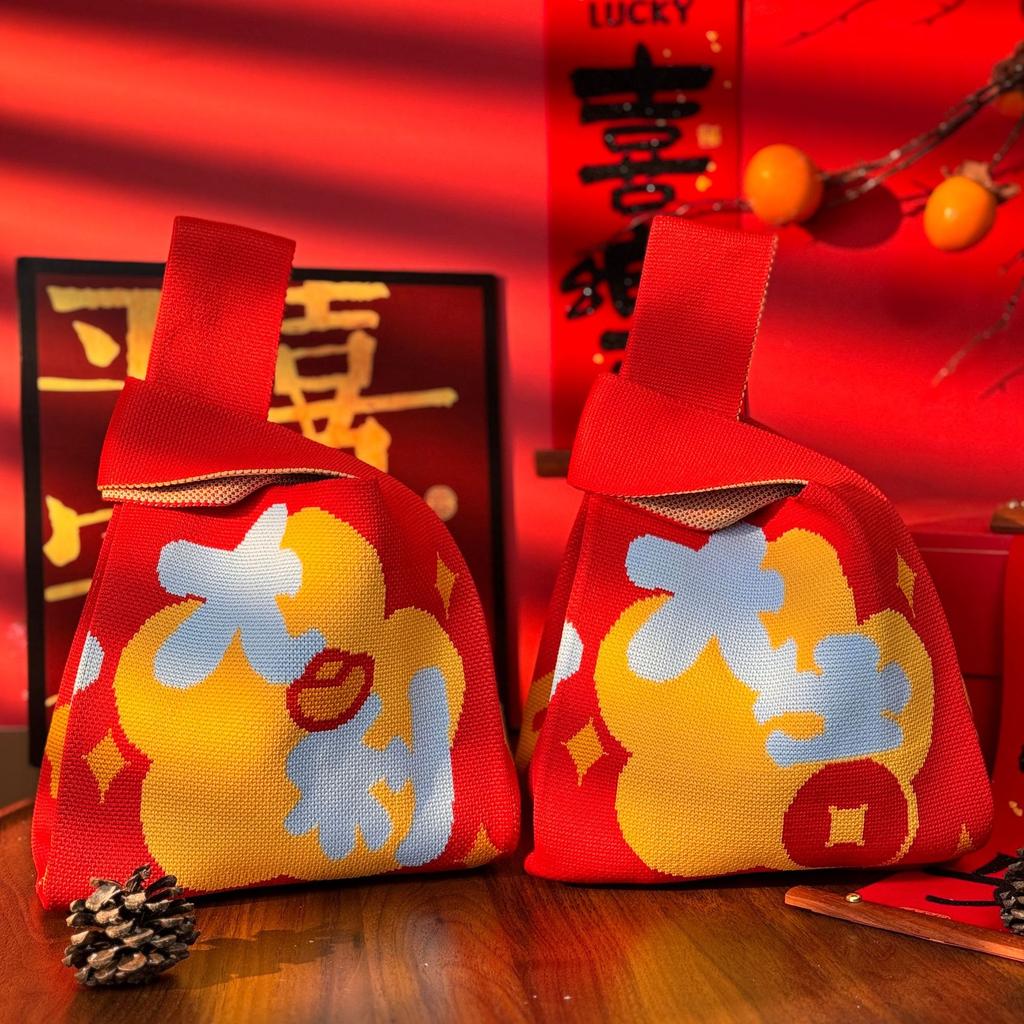 Geantă Tricotată cu Tematică Festivalul Bărcii Dragonului Geantă Cadou pentru Întâlnirea Companiei Geantă de Mână Cadou de Nuntă Geantă Zongzi Geantă Fericită pentru Bomboane