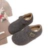 Retro round head felt plush Birkenstocks plush autumn and winter thermal cotton ladyshoes wool