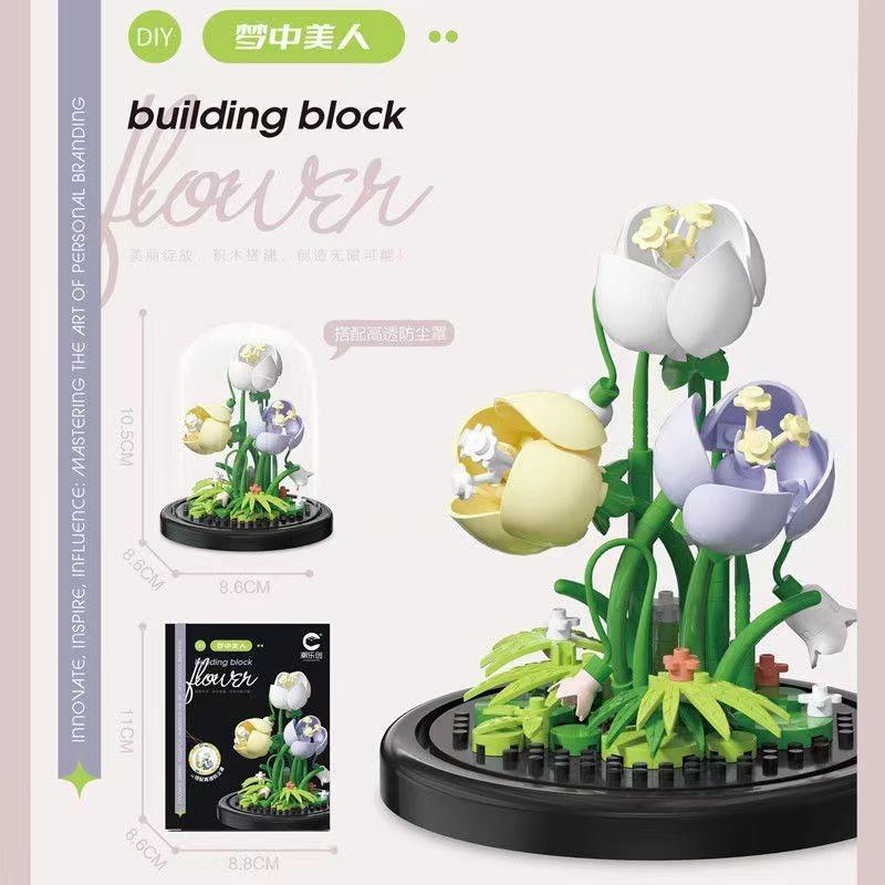 Potted Building Block Simulation Succulent Bouquet Creative Puzzle Building Block Eternal Flower Home Decoration Rose