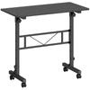 Overbed Table Adjustable Height Sofa Side Table with Wheels 80 x 40 cm Black