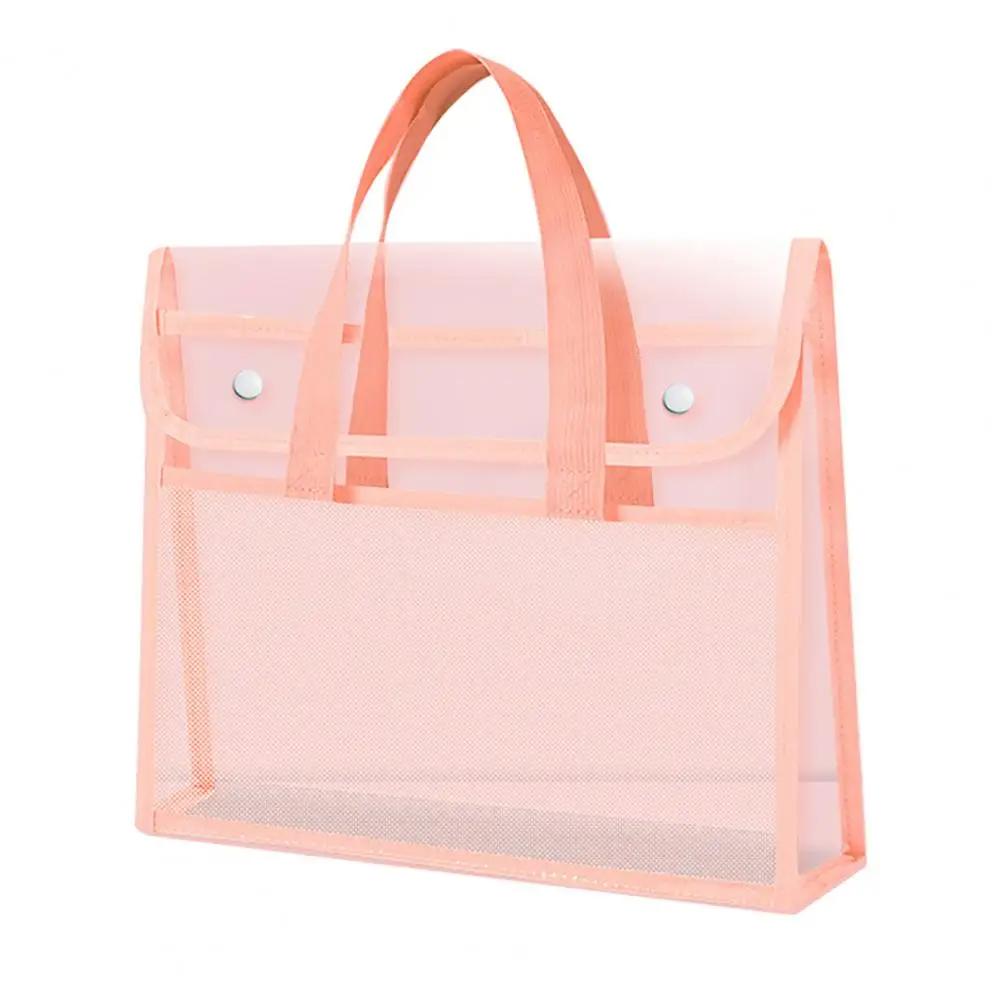 Expandable Transparent Plastic File Folder Waterproof A4 Letter Size File Pouch Portable Documents Tote Bag for Office School
