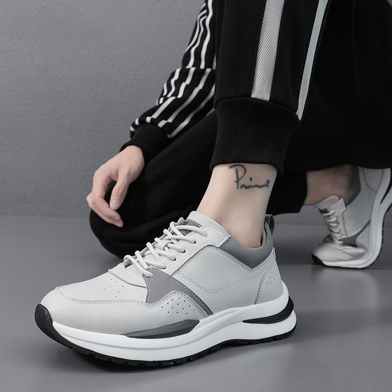 Men's Versatile Fashion Trendy Shoes Platform White Shoes Daily Work Men's Shoes Sports Style Casual Leather Shoes