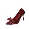 Fashion 35-43 Size Plus High Heels for Women 41 New Versatile Slim Heel Temperament Pointed Bow Single Shoes 42 Work Shoes