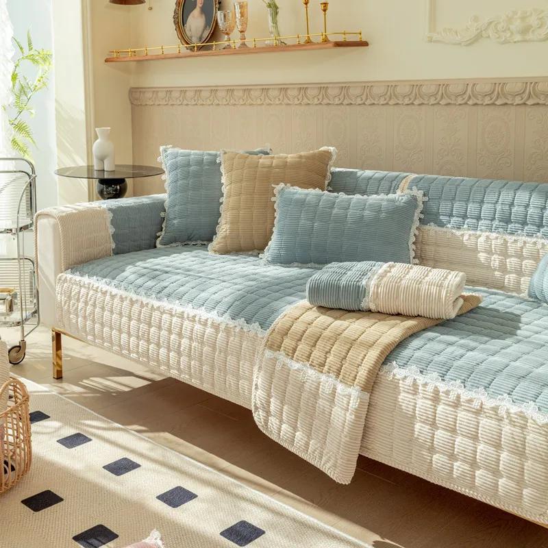Corduroy Sofa Cover Plaid Anti-slip Sofa Towel for Sectional Sofa Thickening  Modern Couch Cushion Multifunctional Covers Carpet