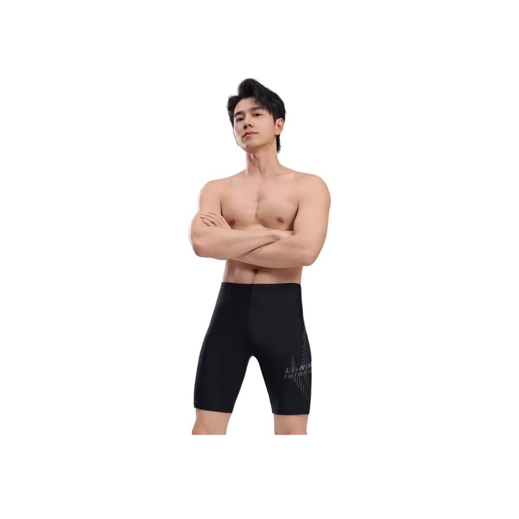 Li-Ning Comfortable Versatile Letter Swim Trunks Men Swimwear Black LNKW028-1