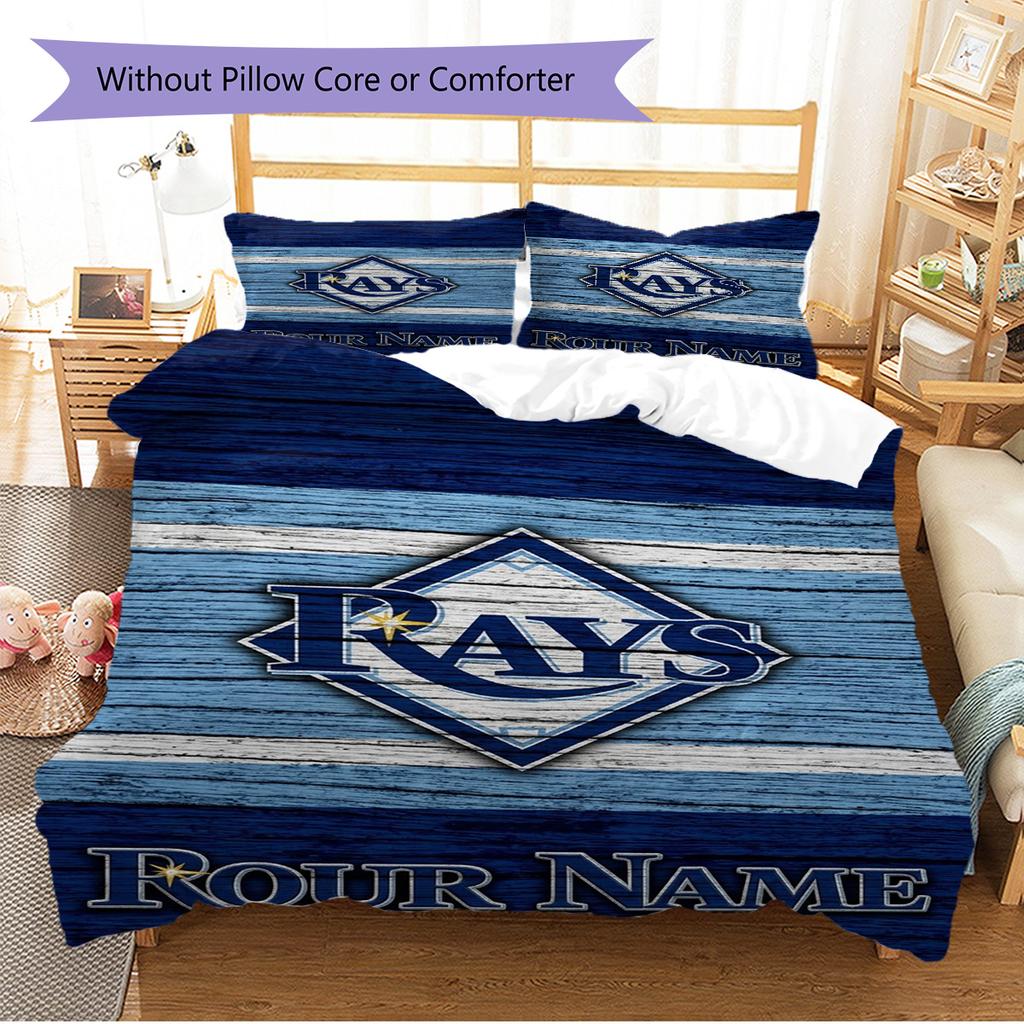 Name Custom Tampa Bay Rays Logo Pattern Bedding Set Quilt Cover Pillowcase Home Decor Gift (1 * duvet cover + 2 * pillowcase, without core)