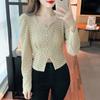 Fashion Long Sleeve Lace Blouse Women Autumn Striped Bottoming Tops Woman Button Up Lace Shirt Women Elegant Clothes 30025