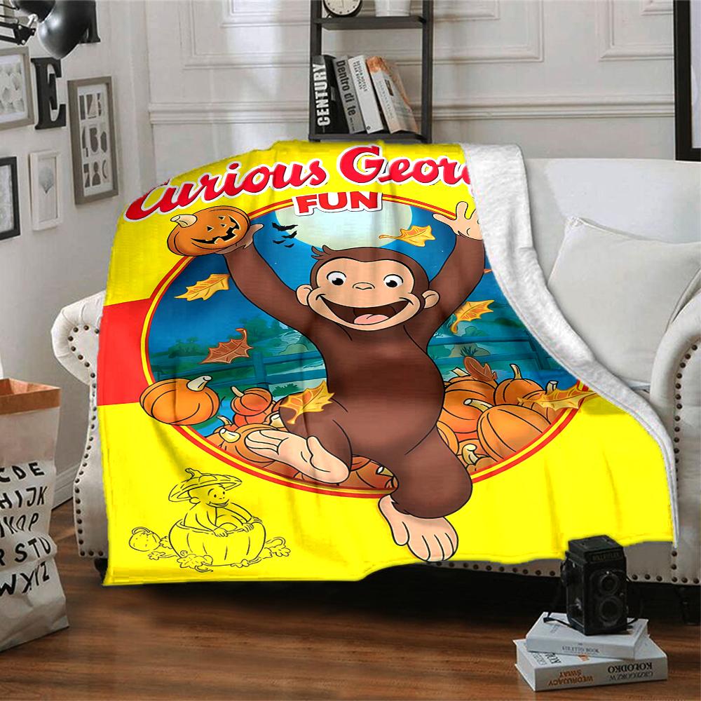 1pc Curious George (5) Blanket, Gift, for Men and Women, Soft Blanket, Good for Sofa Bed Couch Travel, Lightweight Flannel Blanket