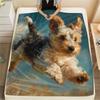 Koc flanelowy ze wzorem Yorkshire Terrier, Wysoka jakość, Komfortowy na wszystkie pory roku, Wystrój domu, Ciepło i komfort, Idealny na prezenty.
