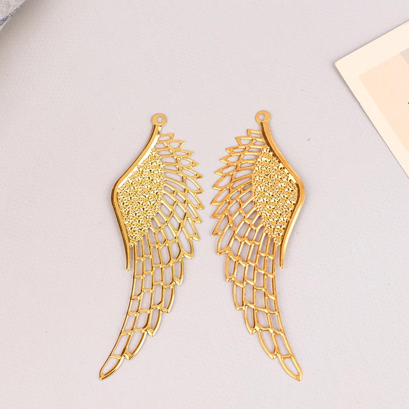 10Pcs Gold Color/Silver/Bronze Filigree Wraps Angel Wings Pendant Metal Crafts For Diy Headwear Jewelry Making Accessories