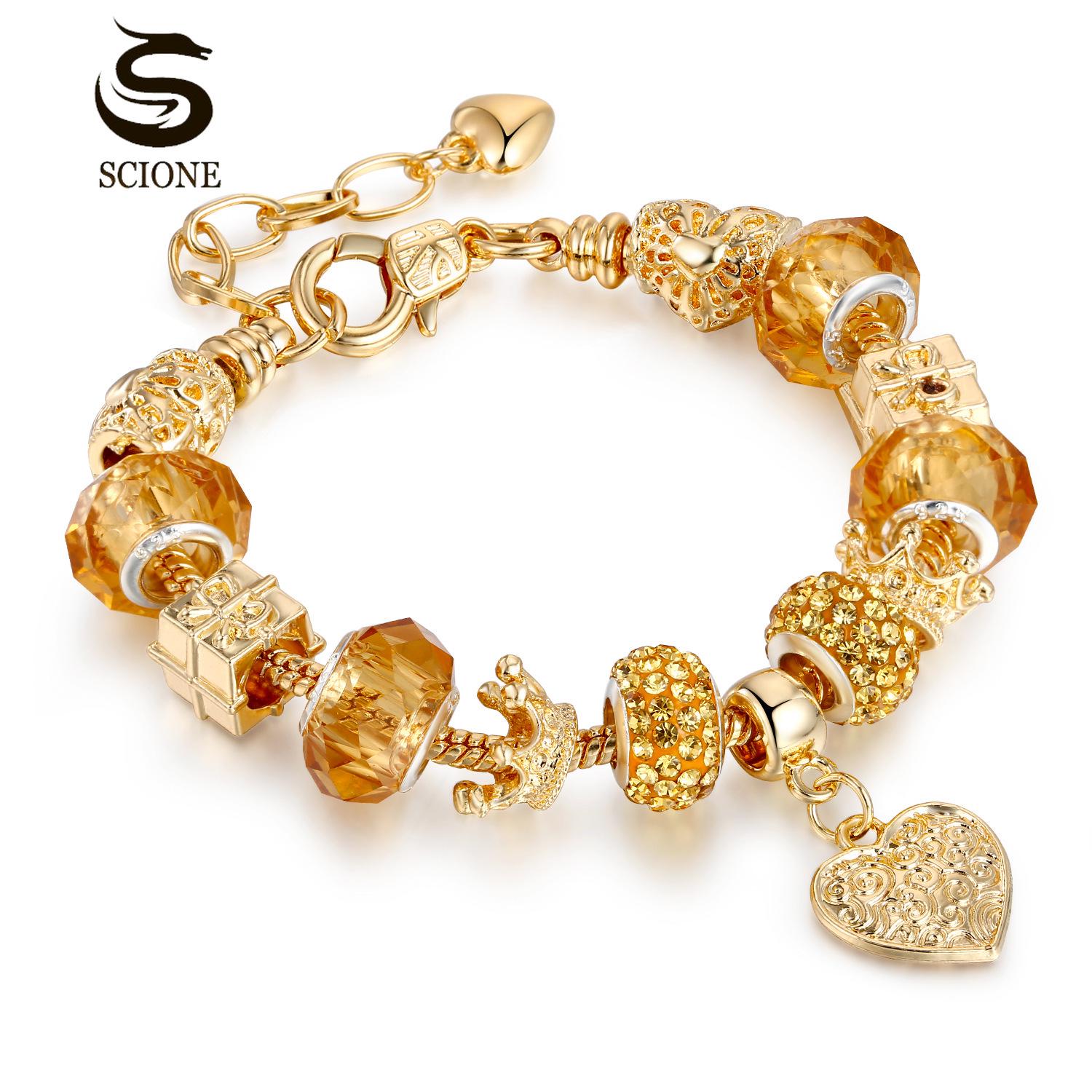 

LUXY MOON Новый браслет позолоченный браслет с кристаллами и бриллиантами DIY браслет из сплава с сердцем и бисером