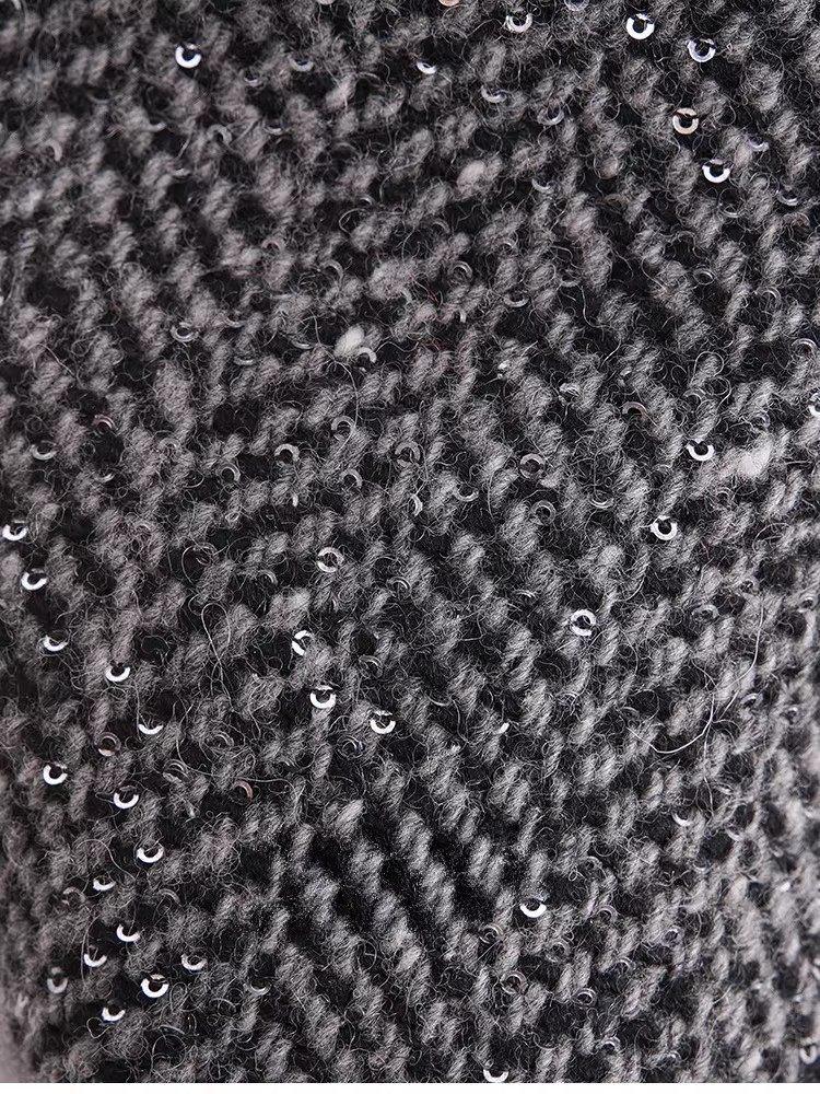 New Year’s Battle Robe: Sequin Wool Blend Tweed A-Line Mini Skirt