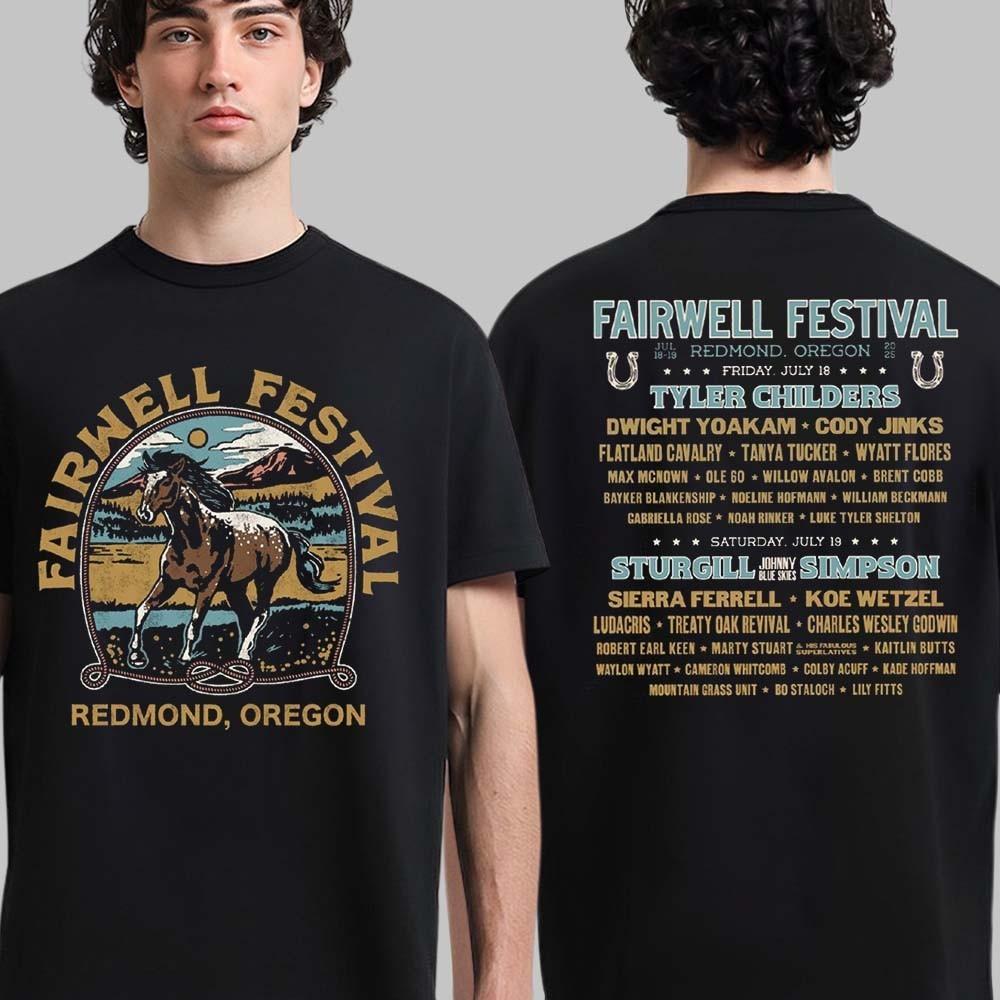 Fairwell Music Festival 2026 Redmond Oregon Merch Horse Tee With Lineup Two Sid M