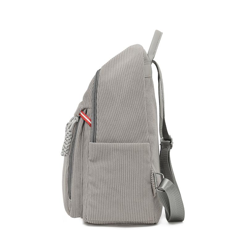 Lightweight Backpack Women's Large Capacity Commuter Travel Bag Corduroy Student Schoolbag