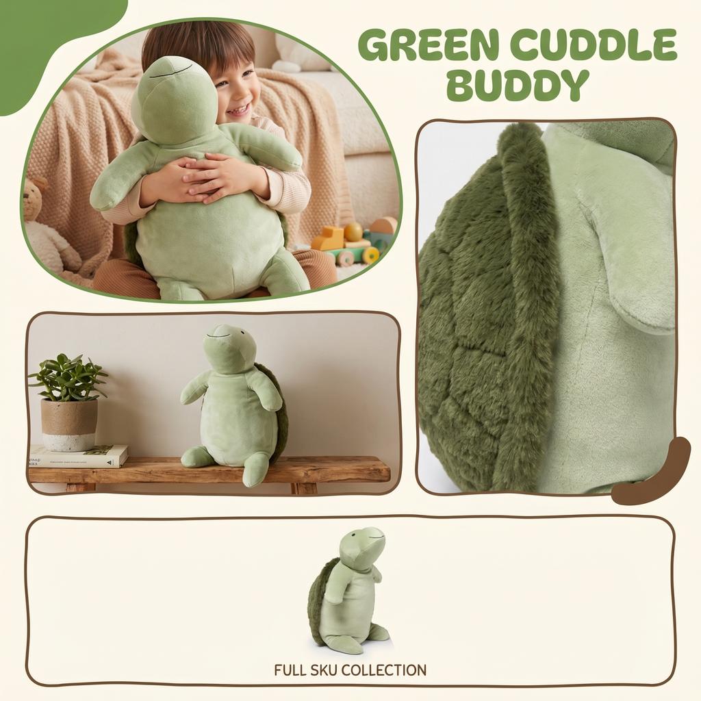 Soft Plush Turtle Stuffed Animal Toy with Detailed Shell and Soft Fabric Suitable for Kids and Collectors 12 Inch Size