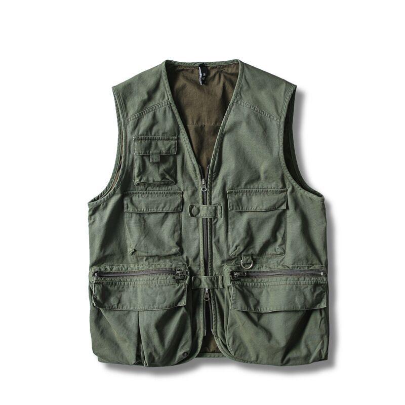Unisex Japanese Retro Workwear Vest - Autumn Thin, Loose, Multi-Pocket Functional Jacket