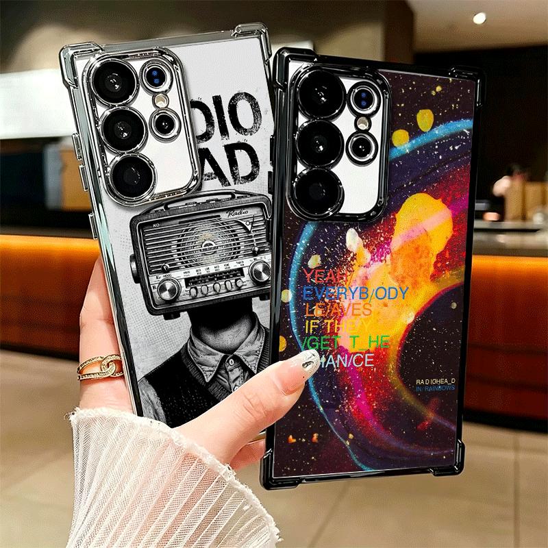 R-Radiohead Bnad Plating Phone Case For Samsung Galaxy S24 S25 FE S26 Edge S23 Ultra S22 S21 Plus S20 Anti-Fall Airabag Cover