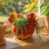 Collectible Resin Animal Statues Hand-painted Turkey Ornament for Thanksgiving, Autumn Harvest Desktop Storage Flower Pots Indoor Plants Organizer,
