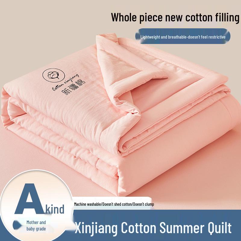 Class A Lightweight Breathable Xinjiang Cotton Quilt for Summer - Suitable for Double or Single Person, Machine Washable, Mother-Baby Grade.