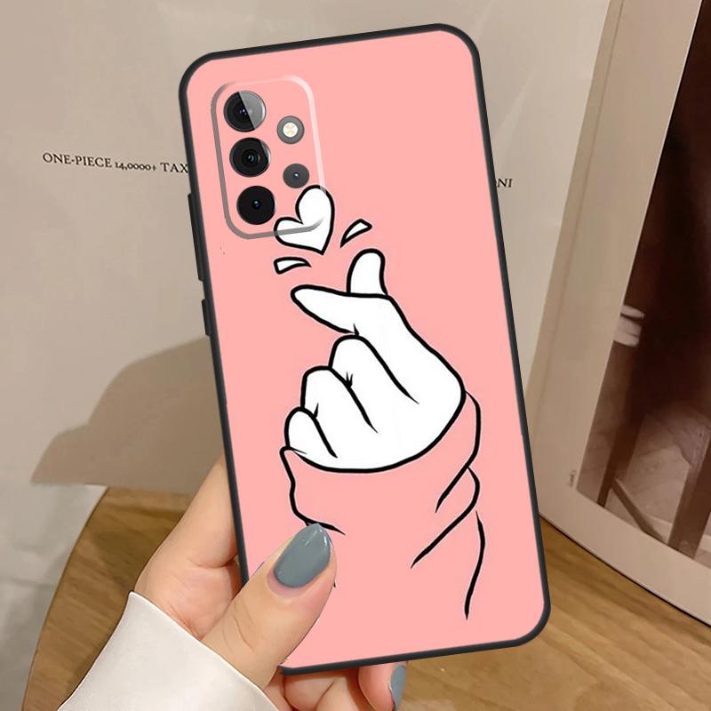 Kpop Finger Heart Case For Samsung Galaxy A15 A16 A17 A26 A36 A56 A55 A35 A52 A32 A12 A53 A33 A13 A14 A34 A54