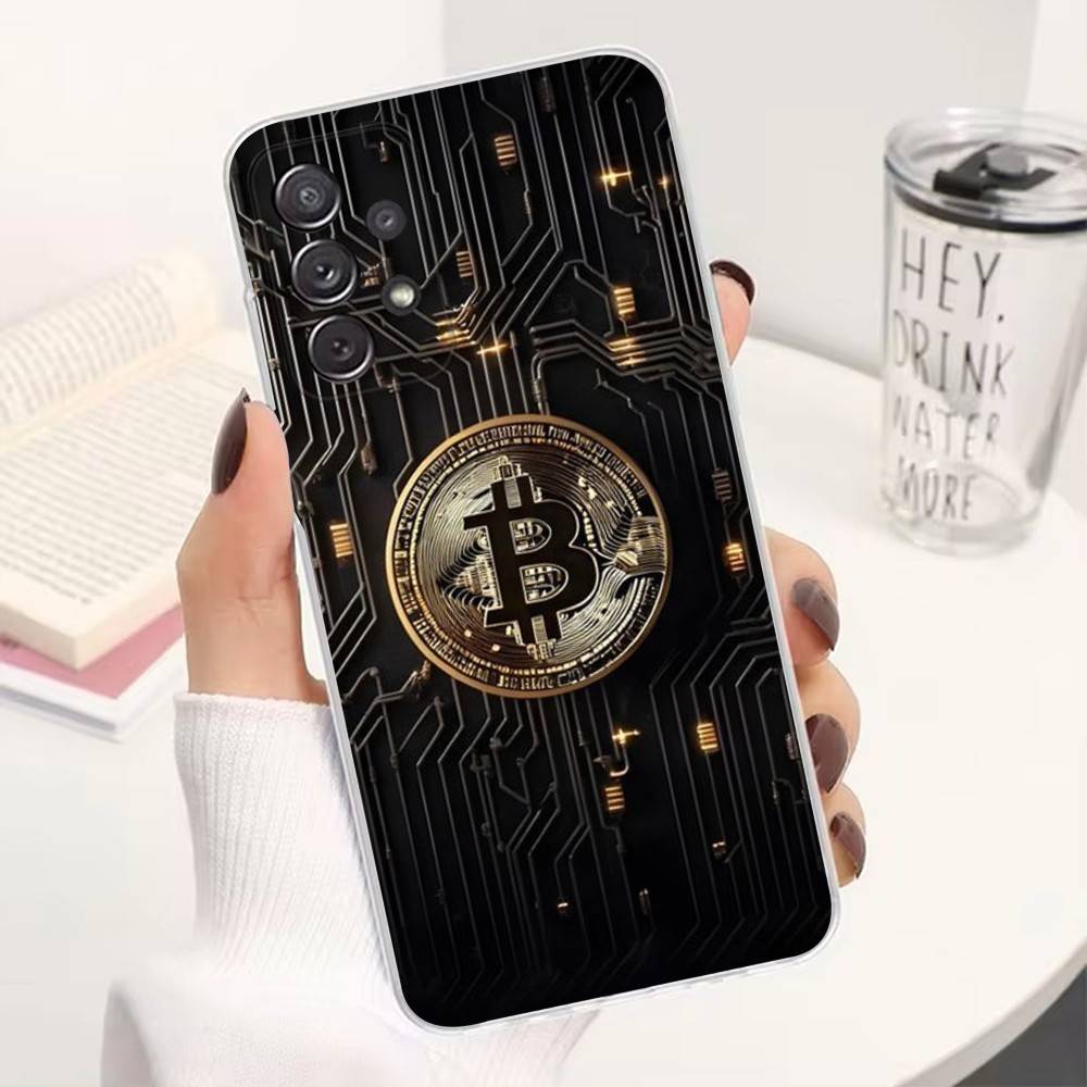 Bitcoin Digital Currency For Samsung A30,71,51,S9,10,20,Ultra,S22,23,21,PIus,FE,Lite,Transparent, Silicone Case