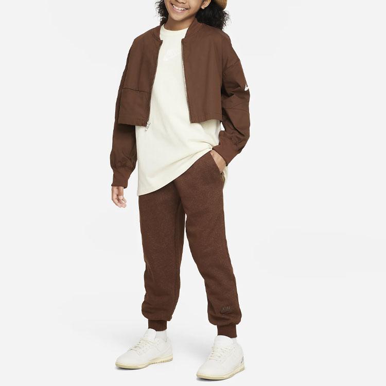 Nike Sportswear Icon Fleece Solid Logo Jogger Pants Kids bottoms Brown FJ6028-259